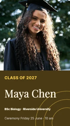 Graduation announcement · Mustard dark · Editorial