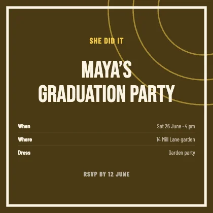 Graduation party invitation · Mustard dark · Poster