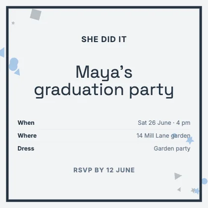 Graduation party invitation · Slate · Grotesk