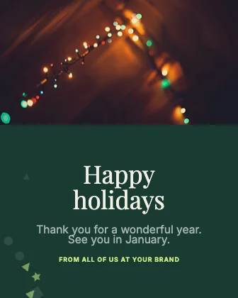 Holiday greeting · Forest dark · Editorial