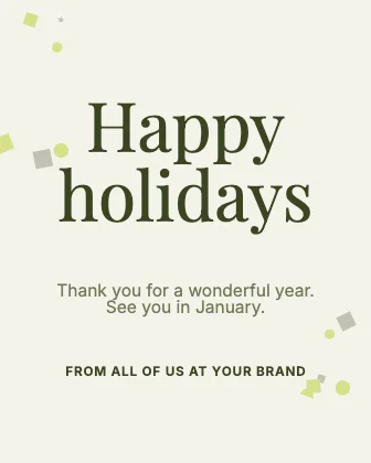 Holiday greeting · Olive · Editorial
