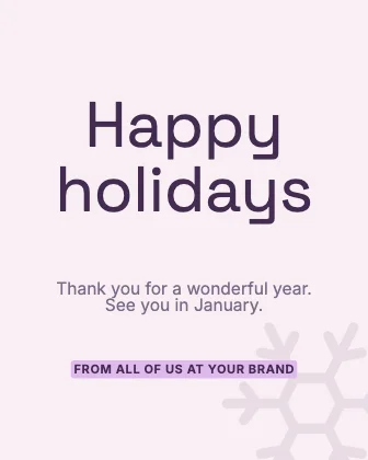 Holiday greeting · Plum · Grotesk