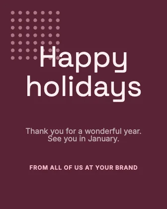 Holiday greeting · Rose dark · Grotesk