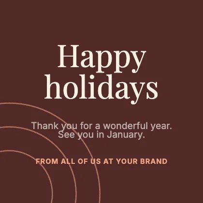 Holiday greeting · Clay dark · Editorial