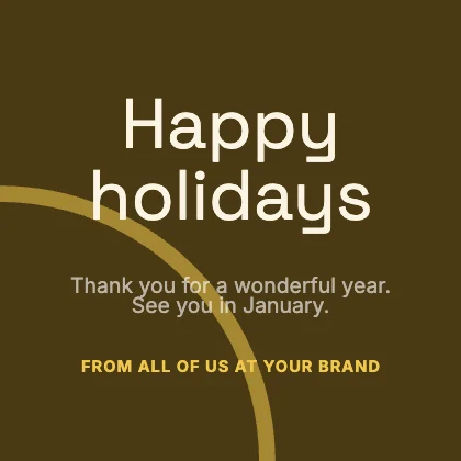 Holiday greeting · Mustard dark · Grotesk