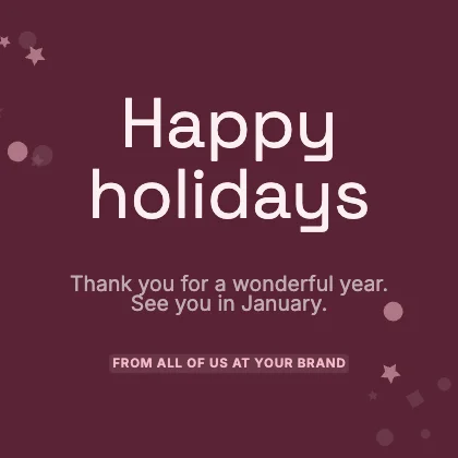 Holiday greeting · Rose dark · Grotesk