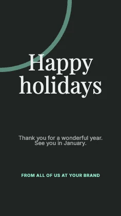 Holiday greeting · Charcoal dark · Editorial