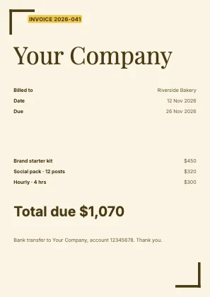 Invoice · Mustard · Editorial