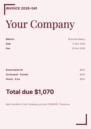 Invoice · Rose · Editorial