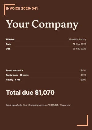 Invoice · Sunset dark