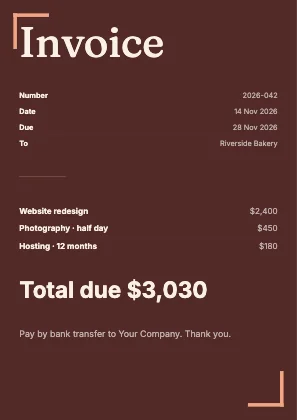 Simple invoice · Clay dark