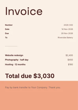 Simple invoice · Clay · Grotesk