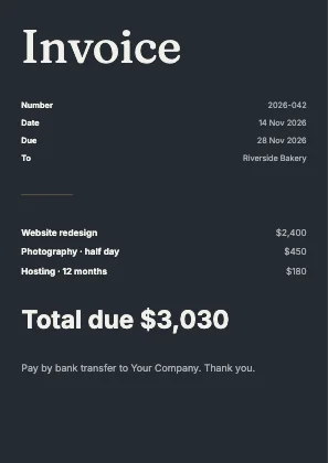 Simple invoice · Ink dark