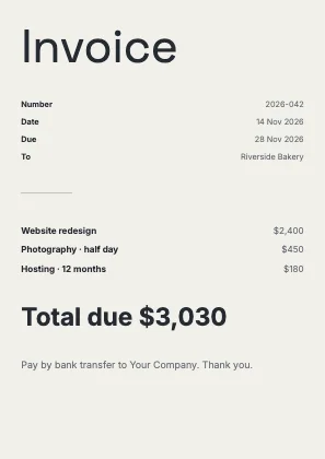 Simple invoice · Ink · Grotesk