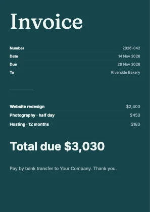 Simple invoice · Lagoon dark