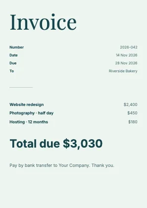 Simple invoice · Lagoon · Editorial