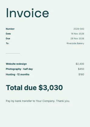 Simple invoice · Lagoon · Grotesk
