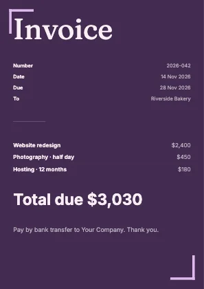 Simple invoice · Plum dark