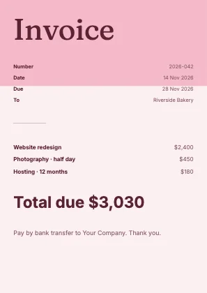 Simple invoice · Rose