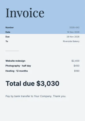 Simple invoice · Slate · Editorial