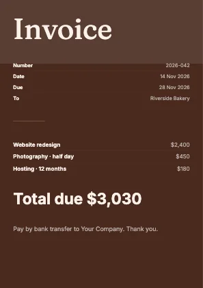 Simple invoice · Sunset dark