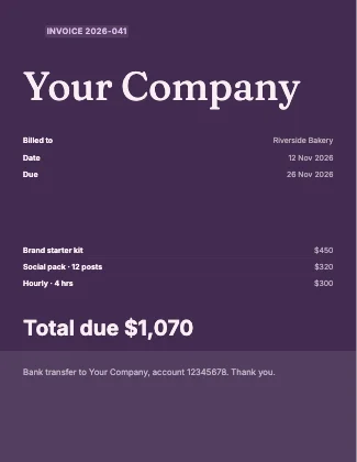 Invoice · Plum dark