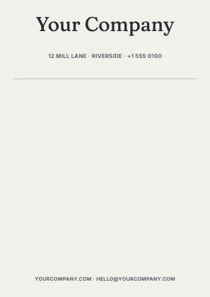 Centred letterhead · Ink