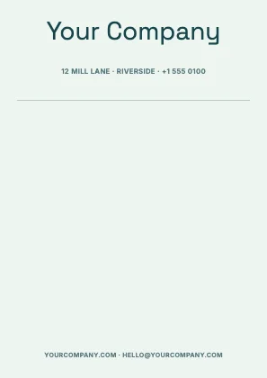 Centred letterhead · Lagoon · Grotesk