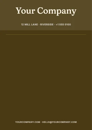Centred letterhead · Mustard dark