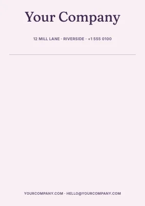 Centred letterhead · Plum