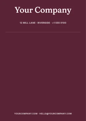 Centred letterhead · Rose dark