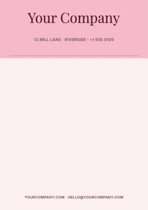 Centred letterhead · Rose · Editorial