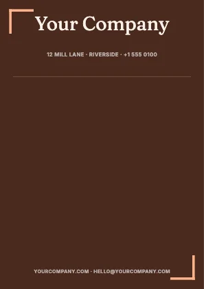 Centred letterhead · Sunset dark