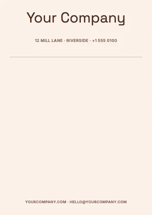 Centred letterhead · Sunset · Grotesk