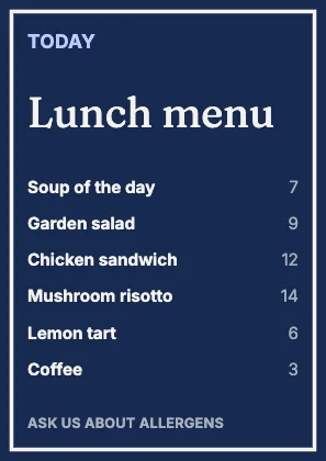 Menu · Cobalt dark
