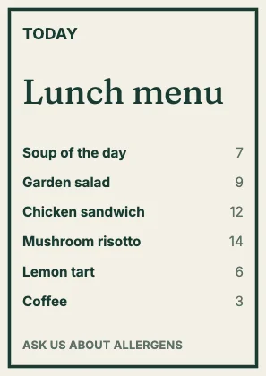 Menu · Forest