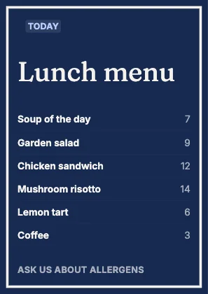 Menu · Cobalt dark