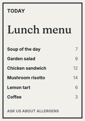 Menu · Ink