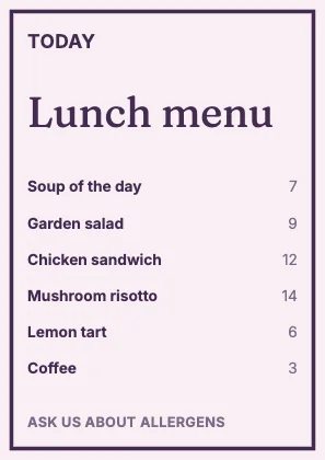 Menu · Plum