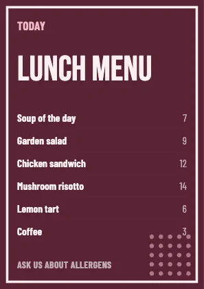 Menu · Rose dark · Poster