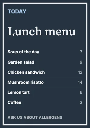 Menu · Slate dark