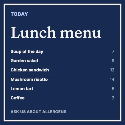 Menu · Cobalt dark