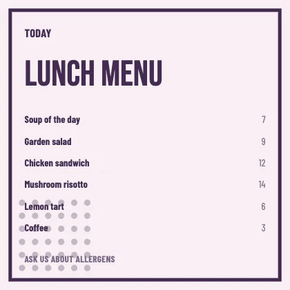 Menu · Plum · Poster