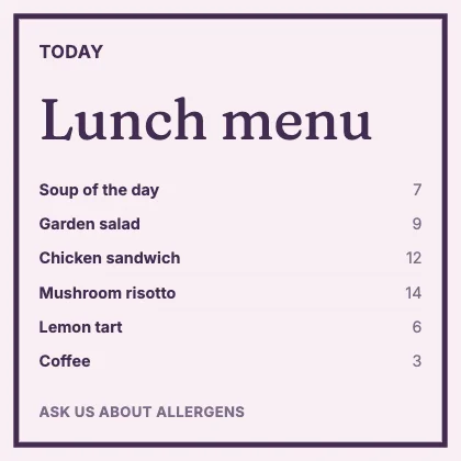 Menu · Plum