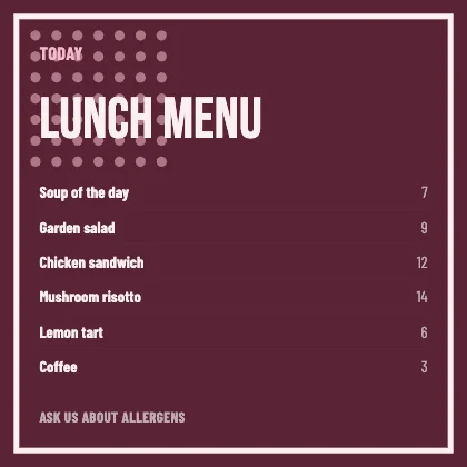 Menu · Rose dark · Poster
