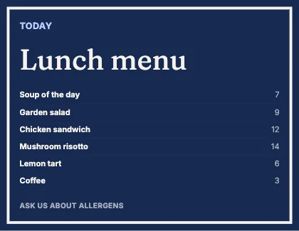 Menu · Cobalt dark