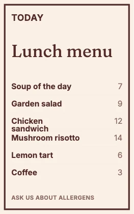 Menu · Clay