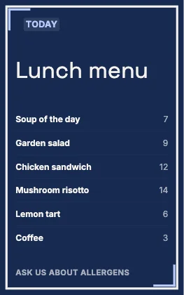 Menu · Cobalt dark · Grotesk