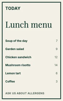 Menu · Forest · Editorial