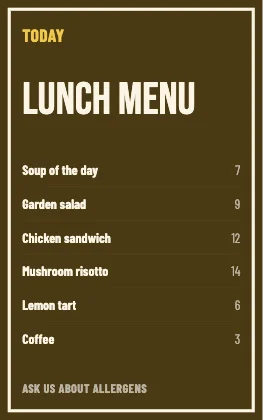 Menu · Mustard dark · Poster